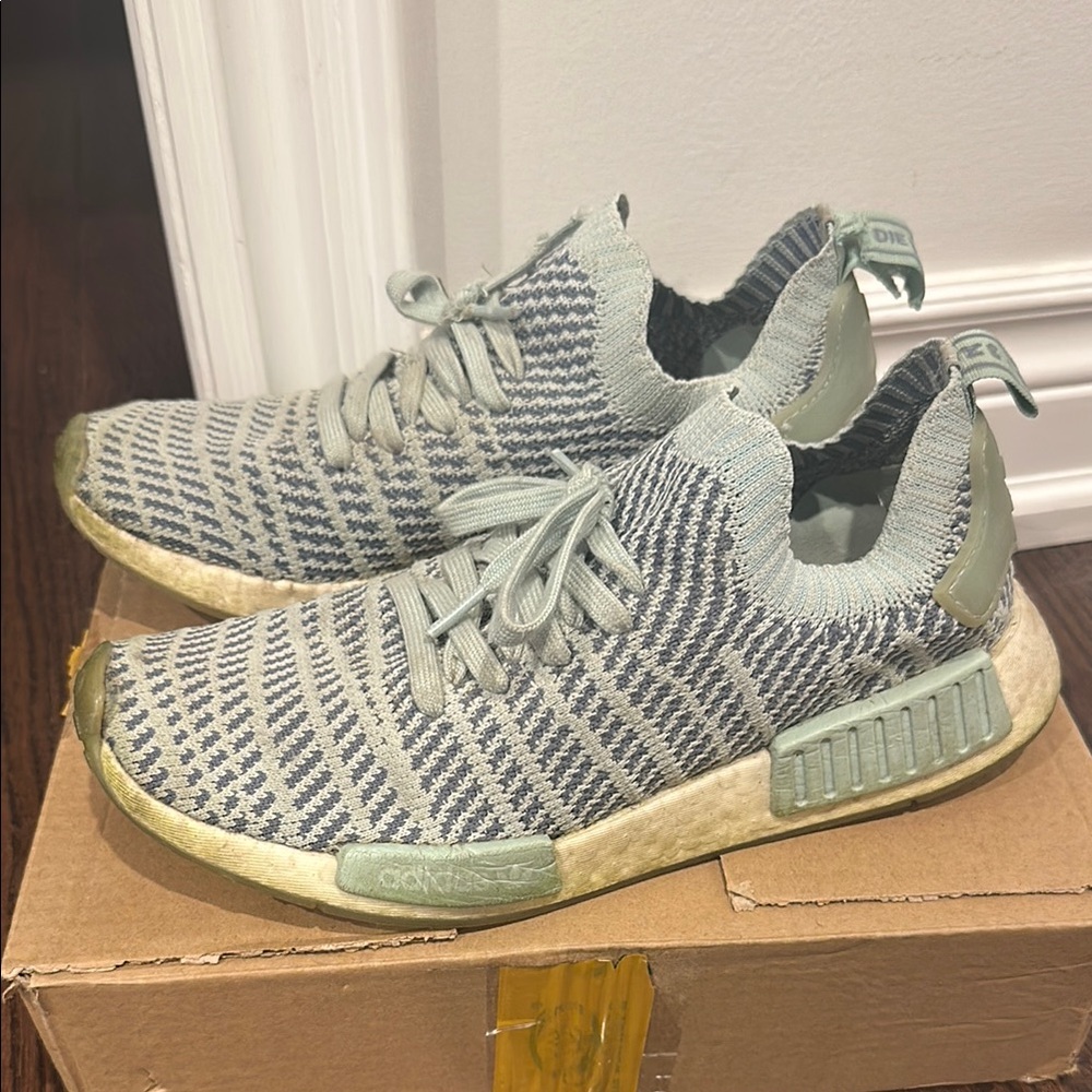 Adidas NMD R1 Primeknit in Gray and Green